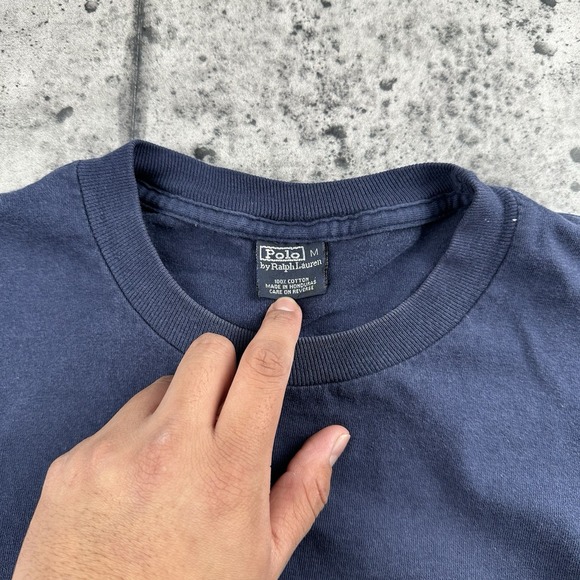 Vintage Navy Polo Ralph Lauren Center Spell Out Shirt Size M - Picture 4 of 6